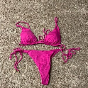 Vibrant Pink Bikini Bottom with Tie Sides